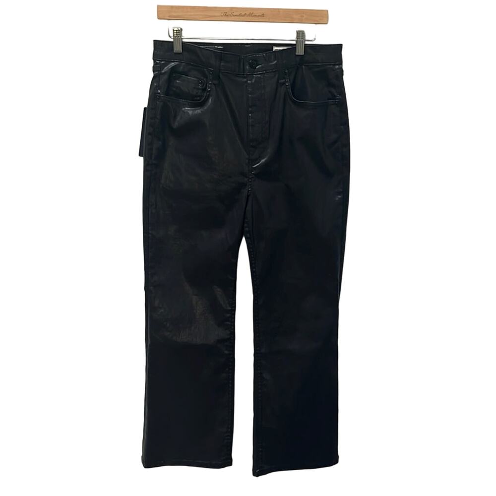 Rag & Bone Casey High-Rise Ankle Flare Pants in Coated Black Size 31 NWT